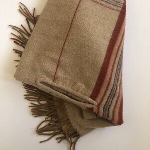 Madewell Scarf Tan with Stripes, Wool Blend,  OS